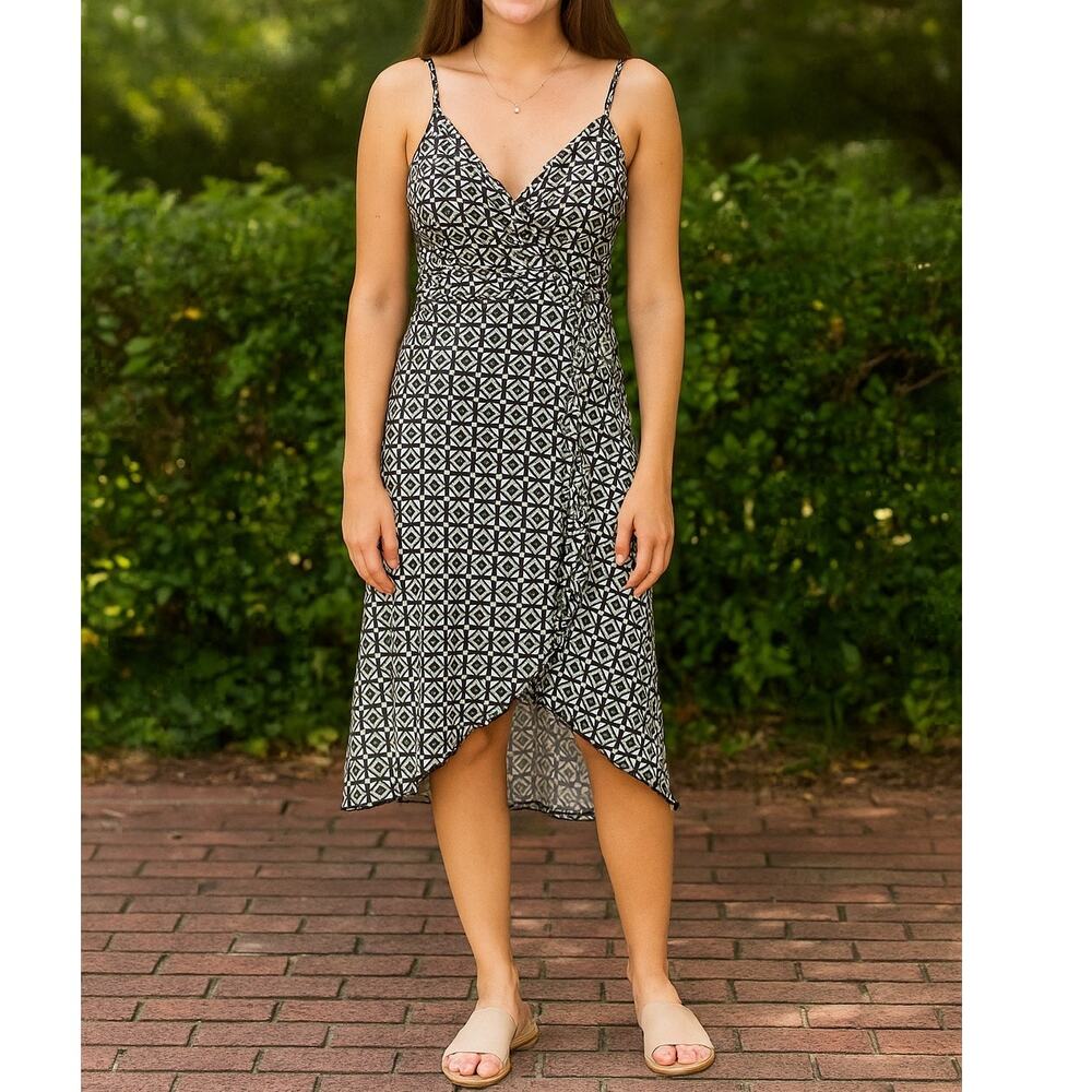 Toast Geometric Print Strappy Faux Wrap Dress